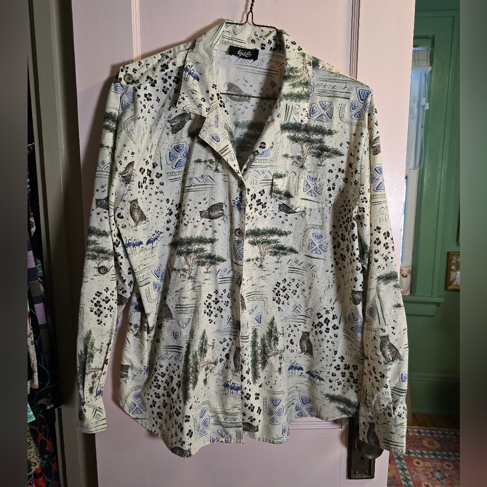 Vintage TCP & Co Safari Leopard Patterned Shirt Size XL